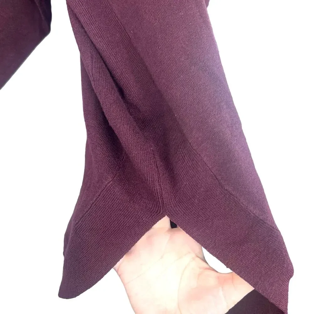 Black Tape_ Size 2X Burgundy Round Neck Long Sleeve Cuffed Stretch Sweater